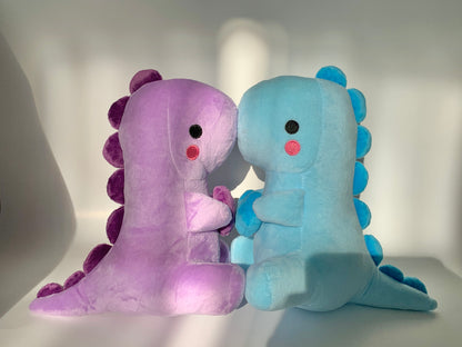 Purple and blue heart dinosaur plushies