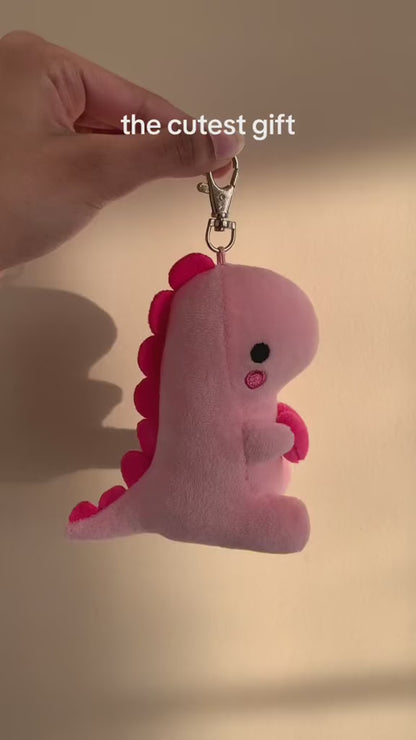 Heart Dinosaur Plush Keychain